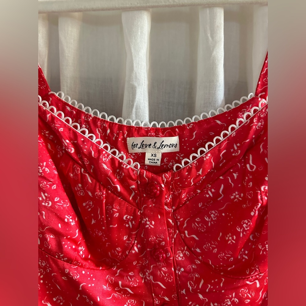 For Love and Lemons Chianti top and barbera midi skirt set pink XS - Picture 9 of 13